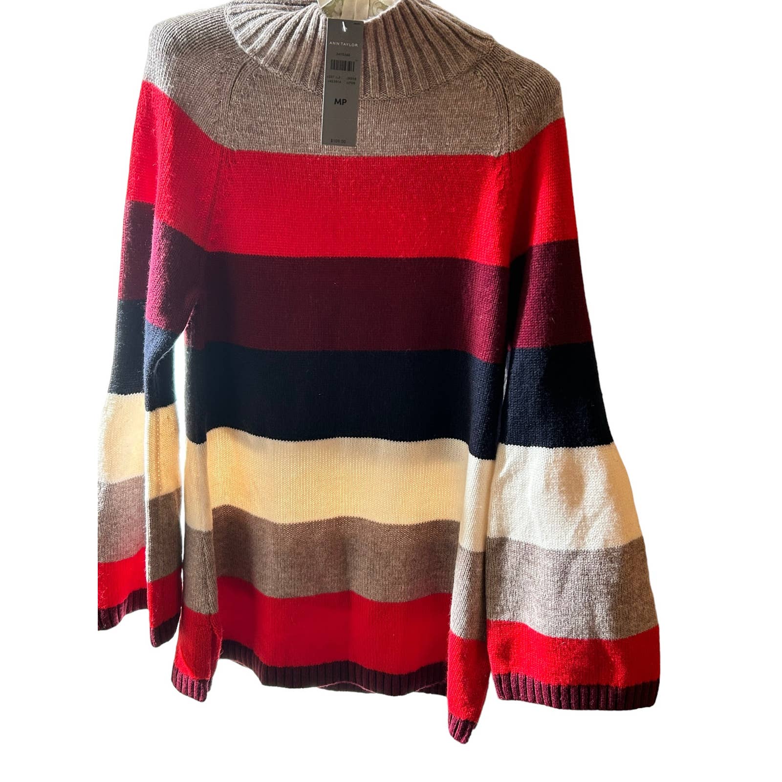 Loft Ann Taylor Women Medium Mohair Striped Pullover Sweater Long Sleeve  Button - $16 - From Ben