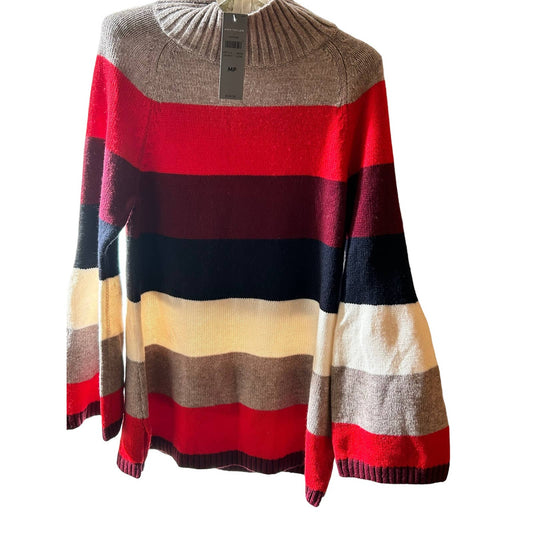 Ann Taylor Wool Blend Size Medium, Petite Stripe Blocked Sweater